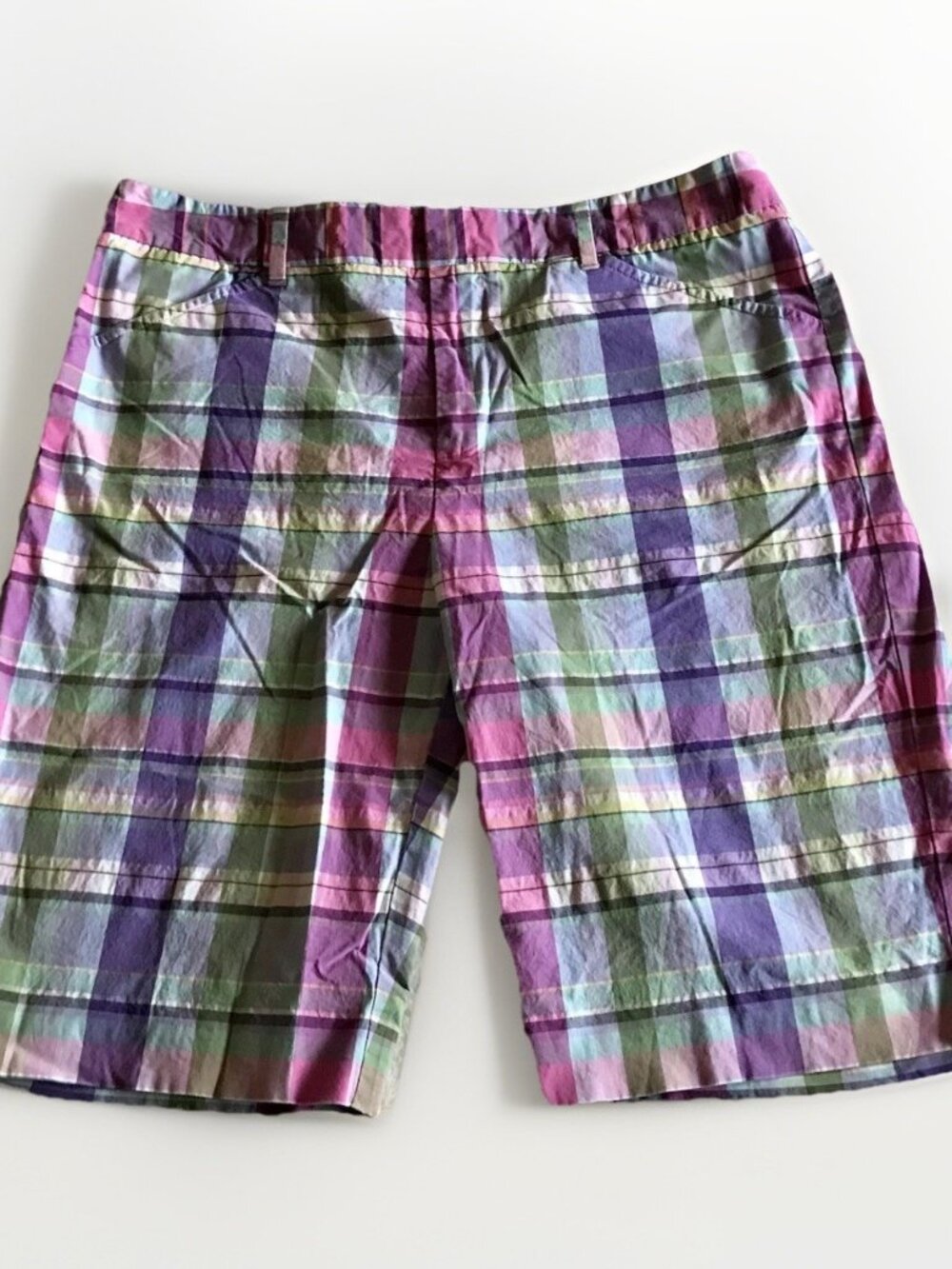 Ralph Lauren Golf Shorts Womens Size 6 Colorful Plaid Bermuda Cotton Blend